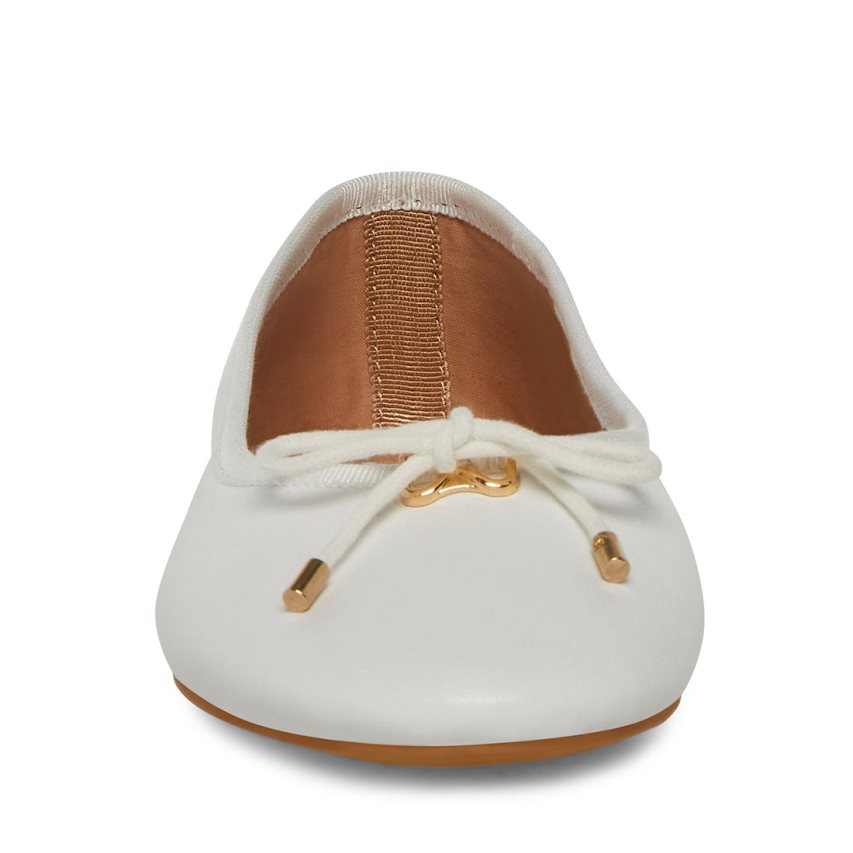 White Steve Madden Blossoms Leather Women's Ballet Flats | PH 5189WIY